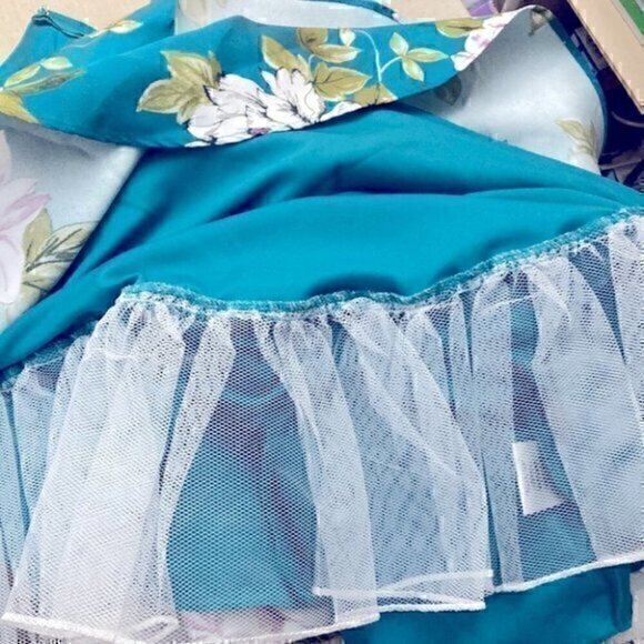 City Studio Skater Skirt Womens Size 4 (Junior 5) Blue Floral Tulle Lined Mini - Picture 8 of 10